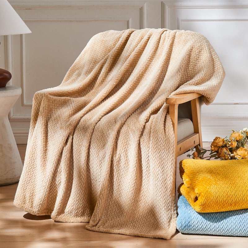 NEWCOSPLAY Super Soft Throw Blanket Brown Premium Silky Flannel Fleece Leaves Pattern Lightweight Bed Blanket All Season Use (Brown, Throw(50"x60")) - Image 2